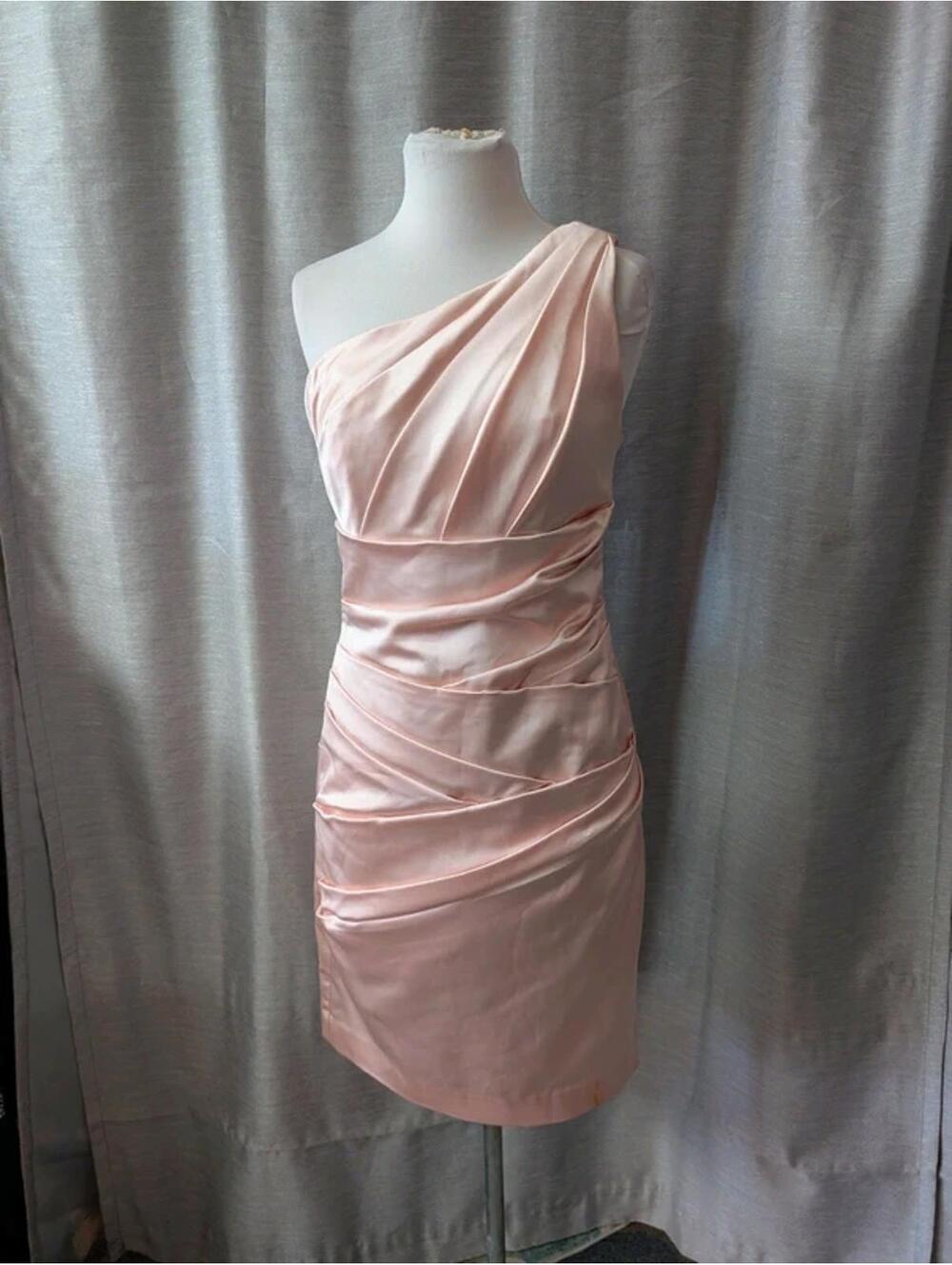 Pink Satin One Shoulder Dress 8